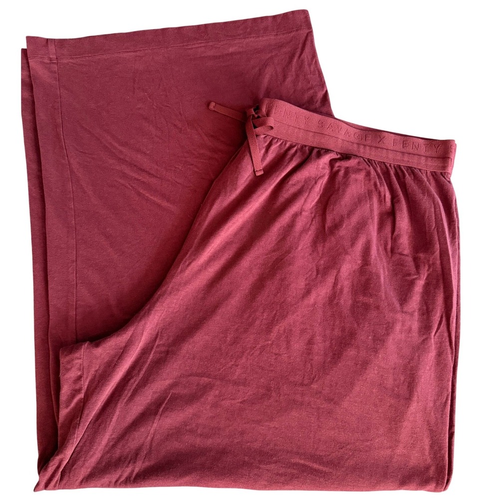 Savage X Fenty Burgundy Wide Leg Jersey Lounge Pants Size 3XL